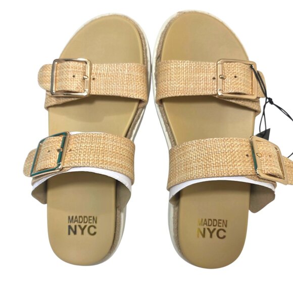 Madden NYC Flatform Sandals Adjustable Buckle Straps Women’s Size 8.5-11 Raffia - Picture 7 of 11